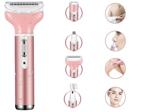 Női borotva és trimmer, 4 az 1-ben, USB, világos rózsaszín