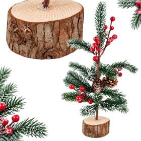   Karácsonyi asztali dekoráció - fenyő piros bogyós ágakkal 30 cm