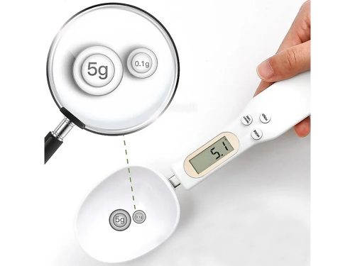 Elektronikus kanálmérleg LCD kijelzővel és tárazás funkcióval 500g, fehér