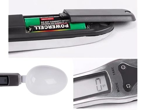 Digitális kanálmérleg, LCD kijelző, 0.1g - 500g mérési tartomány, Tára funkció, Ezüst/Fehér