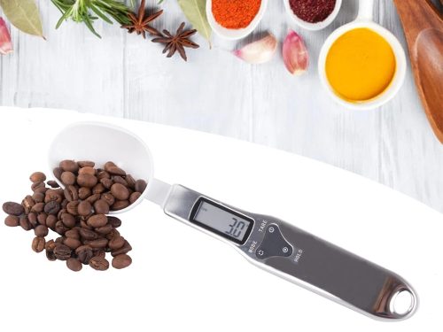 Digitális kanálmérleg, LCD kijelző, 0.1g - 500g mérési tartomány, Tára funkció, Ezüst/Fehér