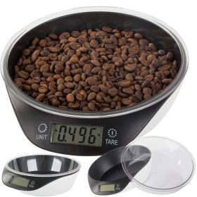   Precíziós konyhai mérleg kivehető műanyag tállal, LCD kijelzővel, 5kg, fekete