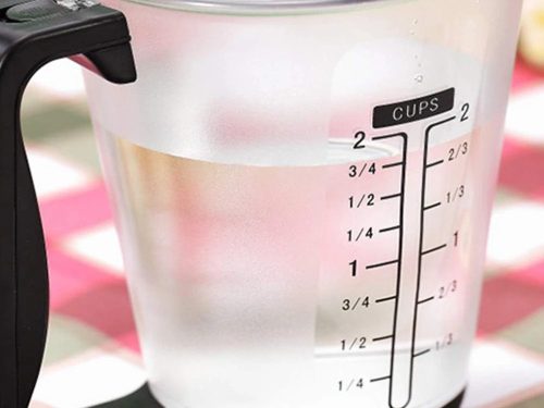 Elektronikus konyhai mérőkancsó tára funkcióval és folyadékmérő móddal, 1 kg/1 g, fekete