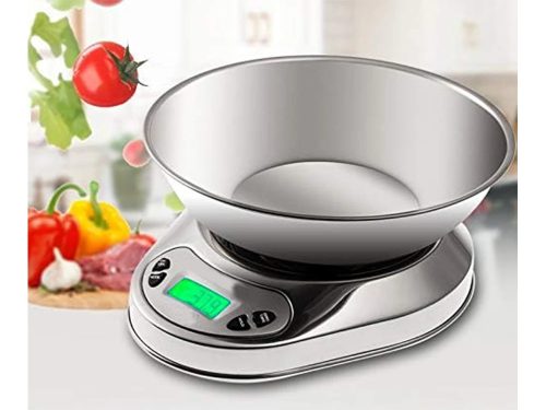 Rozsdamentes Acél Precíziós Mérleg, 5kg/1g, LCD Kijelző, fém tállal