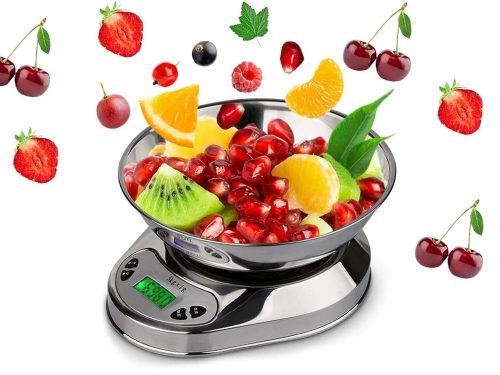 Rozsdamentes Acél Precíziós Mérleg, 5kg/1g, LCD Kijelző, fém tállal