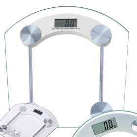   Digitális üveg személymérleg LCD kijelzővel, 180 kg teherbírással – Ezüst/Átlátszó