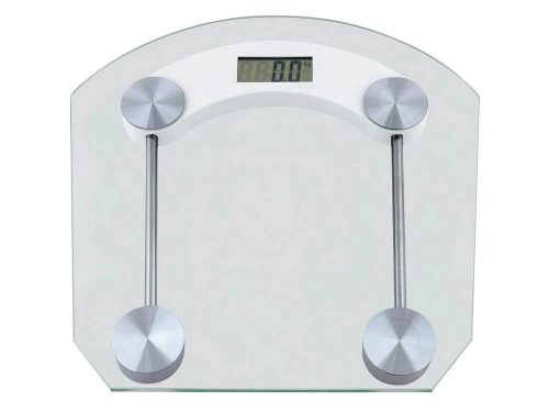 Digitális üveg személymérleg LCD kijelzővel, 180 kg teherbírással – Ezüst/Átlátszó