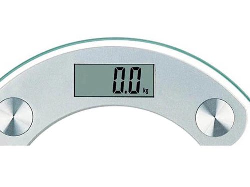 Digitális üveg személymérleg LCD kijelzővel, 180 kg teherbírással – Ezüst/Átlátszó
