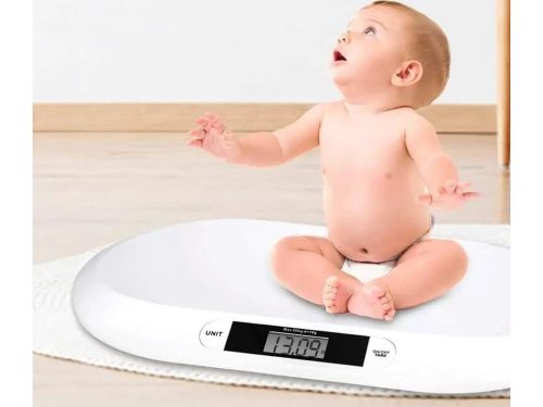 Digitális babamérleg 20 kg-ig – Precíziós csecsemőmérleg tára funkcióval, fehér