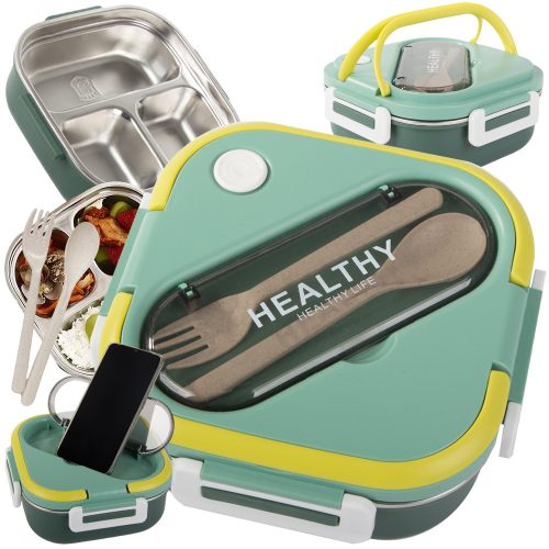 Healthy Life mikrózható hőtartó ebéddoboz rekeszekkel, evőszeközökkel - 1000 ml
