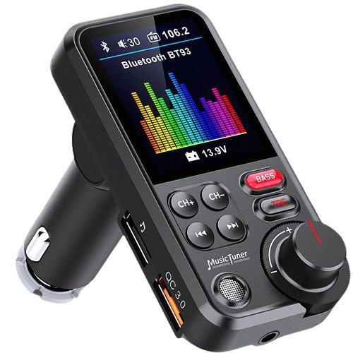 kéktooth adó 5.0 fm kihangosító usb qc tf basszus lcd 12-24v