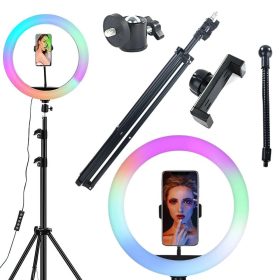   Profi RGB LED állítható Gyűrűs lámpa Videózáshoz és Sminkeléshez telefontartóval