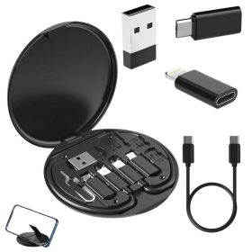   Univerzális 5in1 adatkábel doboz – USB-C, Lightning, Micro-USB, USB-A, fekete