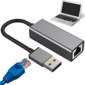   USB - RJ45 Ethernet hálózati adapter, 100Mbps, alumínium ház, szürke
