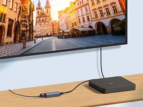 USB - RJ45 Ethernet hálózati adapter, 100Mbps, alumínium ház, szürke