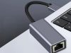 USB - RJ45 Ethernet hálózati adapter, 100Mbps, alumínium ház, szürke