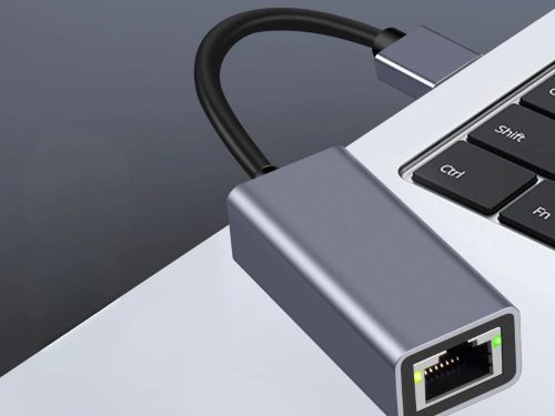 USB - RJ45 Ethernet hálózati adapter, 100Mbps, alumínium ház, szürke