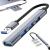 Ultra-vékony alumínium USB elosztó laptophoz – 4 portos USB adapter, szürke