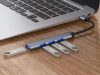 Ultra-vékony alumínium USB elosztó laptophoz – 4 portos USB adapter, szürke