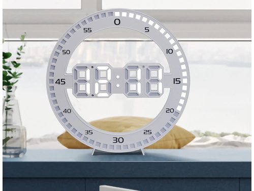 Modern led elektronikus asztali kerek óra hőmérővel, ébresztő funkcióval, háttérvilágítással
