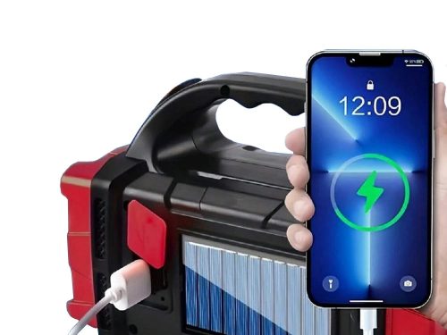 Napelemes zseblámpa hordozható újratölthető led cob reflektor powerbank funkcióval