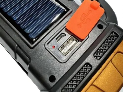Napelemes zseblámpa hordozható újratölthető led cob powerbank reflektor
