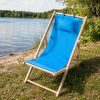 Fából készült összecsukható napozóágy strandszékek, párnával, kék
