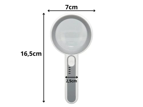USB-tölthető LED-es olvasónagyító, 5× nagyítás, 12 LED