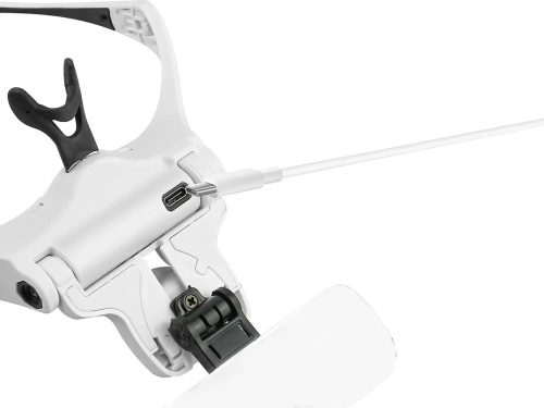 USB-tölthető nagyítószemüveg, 5 cserélhető lencse, 1×–3,5×, 4 LED
