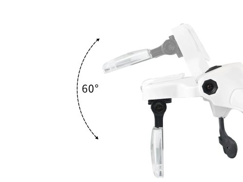 USB-tölthető nagyítószemüveg, 5 cserélhető lencse, 1×–3,5×, 4 LED