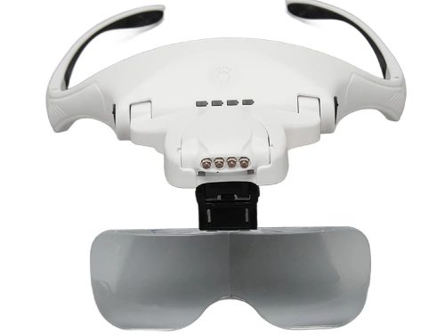 USB-tölthető nagyítószemüveg, 5 cserélhető lencse, 1×–3,5×, 4 LED