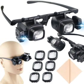   Órás nagyítószemüveg 8 cserélhető lencsével és 2 LED-del, tokkal