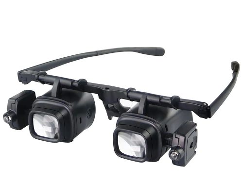 Órás nagyítószemüveg 8 cserélhető lencsével és 2 LED-del, tokkal