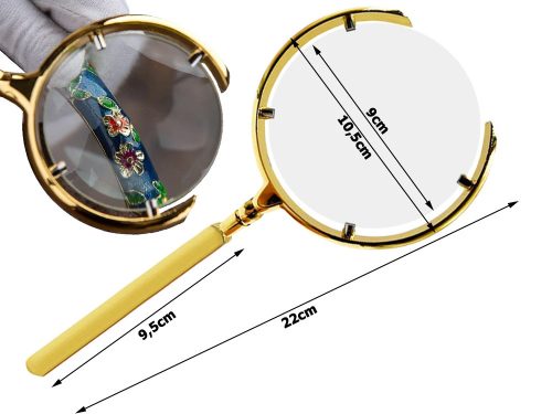 6x-os kézi olvasónagyító arany színben, fémházzal