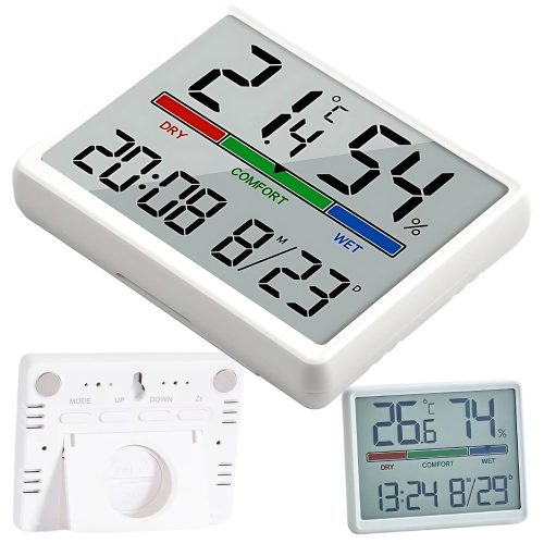 IDŐJÁRÁS ÁLLOMÁS HŐMÉRŐ HIGROMÉTER LCD ÓRA DÁTUM PÁRATARTALOM HŐMÉRSÉKLET