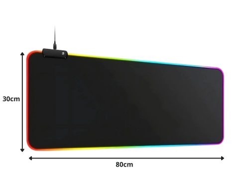 Rugalmas gamer egérpad LED RGB háttérvilágítással 80x30 cm, fekete