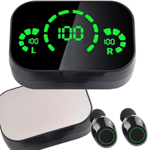 Bluetooth vezeték nélküli fülhallgató Ledes töltő tokkalés mikrofonnal