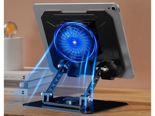 Állítható tablet- és laptopállvány USB-hűtőventilátorral, 4–16 col, fekete