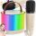 Hordozható mini karaoke szett 2 vezeték nélküli mikrofonnal és Bluetooth hangszóróval, RGB LED világítás