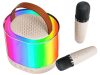 Hordozható mini karaoke szett 2 vezeték nélküli mikrofonnal és Bluetooth hangszóróval, RGB LED világítás