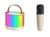 Hordozható mini karaoke szett 2 vezeték nélküli mikrofonnal és Bluetooth hangszóróval, RGB LED világítás