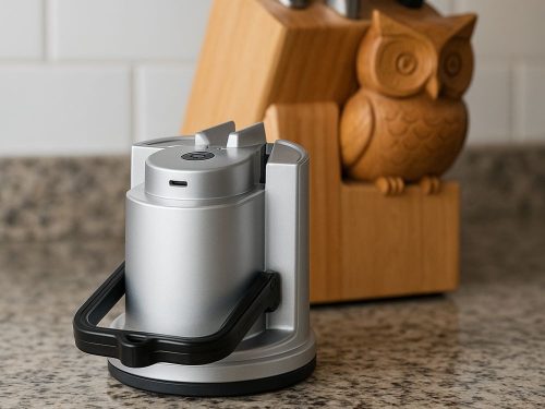 Elektromos kés- és konyhai ollóélező tapadókoronggal, újratölthető