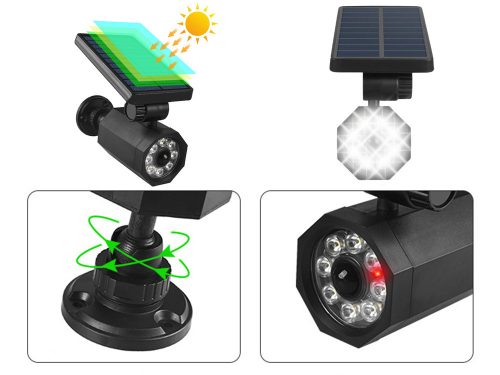 Napelemes mozgás és szürkület érzékelős kerti lámpa, 8 led