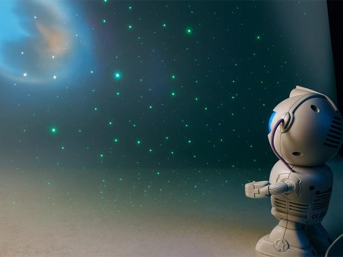 Asztronauta Űrhajós csillagos égbolt Lézer és RGB LED projektor, űrmuzsikával, távirányítóval