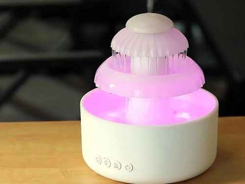 Szökőkúthatású USB-párásító, 600 ml, RGB LED-fénnyel