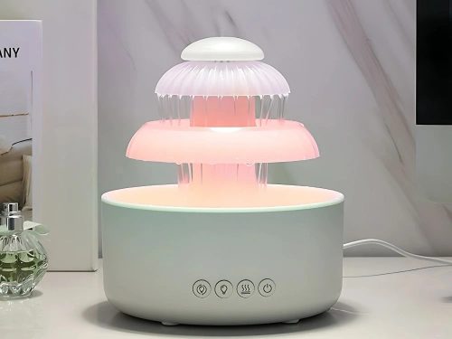 Szökőkúthatású USB-párásító, 600 ml, RGB LED-fénnyel