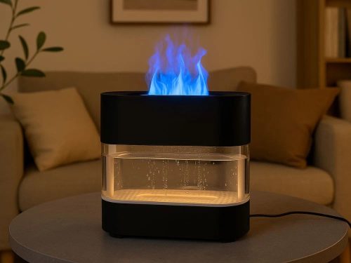 Lánghatású aroma diffúzor, 300 ml, RGB LED, távirányító