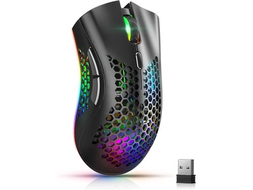 Légáteresztő, vezeték nélküli 2,4 ghz gamer egér RGB háttérvilágítással, fekete