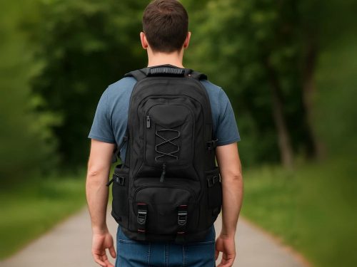 Multifunkcionális Túra Hátizsák 35L, USB Csatlakozóval, Fekete 