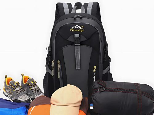 Tartós 40 literes Túra, trekking hátizsák, fekete